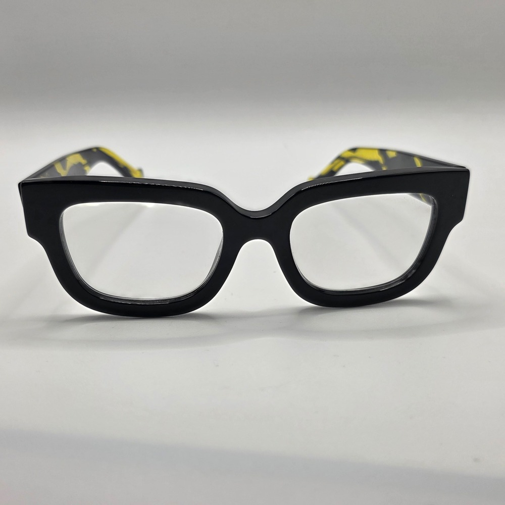 Gucci GG1548O Black Yellow Glitter Lightning Bolt Square Optical Frames 52mm
